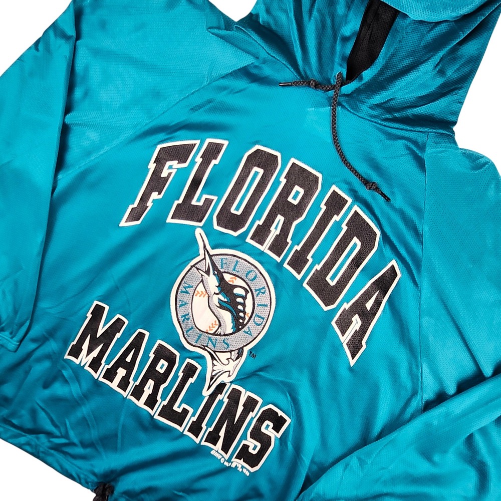 VTG Bike Florida Marlins Mesh Hoodie Mens Med Teal 90s Warm Up Batting Practice